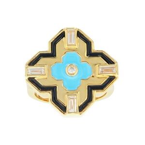 Carol Brodie Maia Hermes Lucky Clover Ring with Turquoise Accent